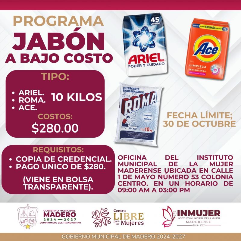 ¡Jabón a bajo costo para las familias maderenses!